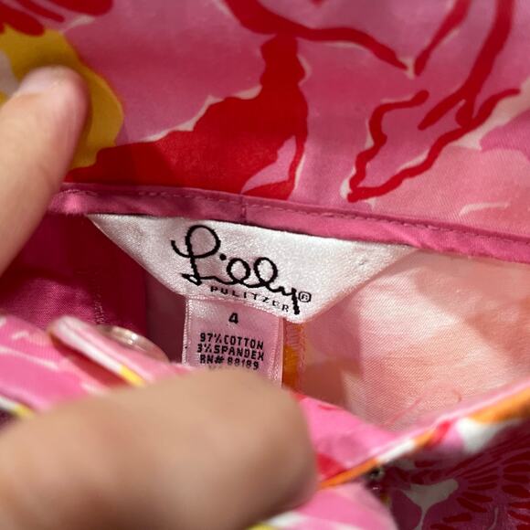 Vintage Lilly Pulitzer White Label Pink Floral Flare Pants Womens Size 4 - Picture 3 of 8